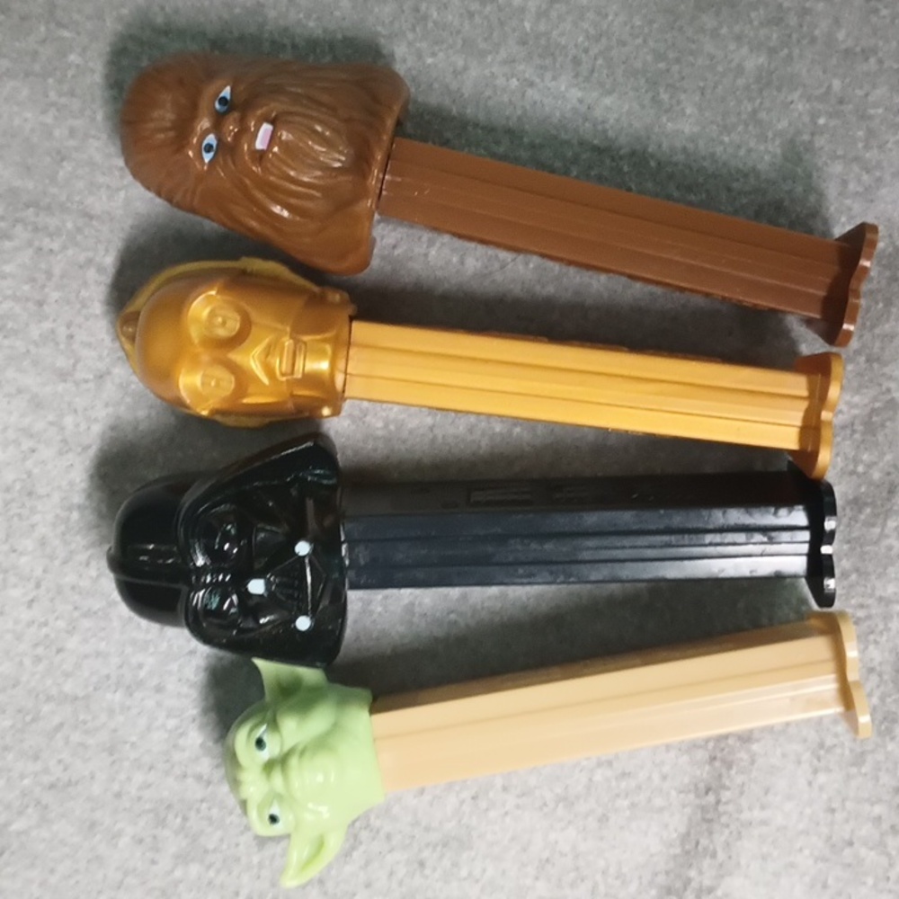 Vintage PEZ Star Wars/Yoda, Darth Vader, C3PO & Chewbacca Dispensers Lot of 4